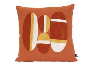Coussin brodé motif galets de plage 45x45 cm