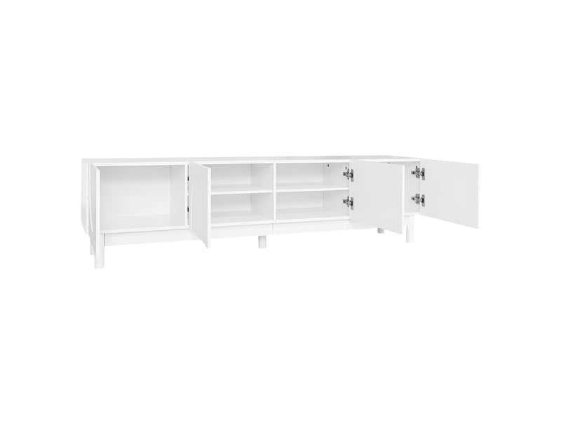 Meuble tv avec portes courbes et ondulées, étagères et pieds stabilisateurs meuble tv avec rangement - Conforama D