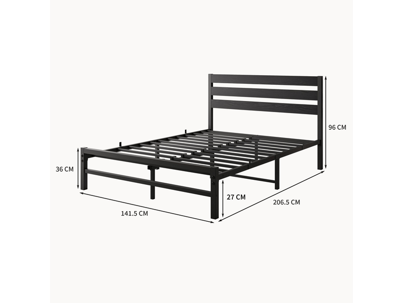  Lit coffre,140 x 200 cm,design moderne doté d'une tête de lit confortable,métal,noir  - Conforama C
