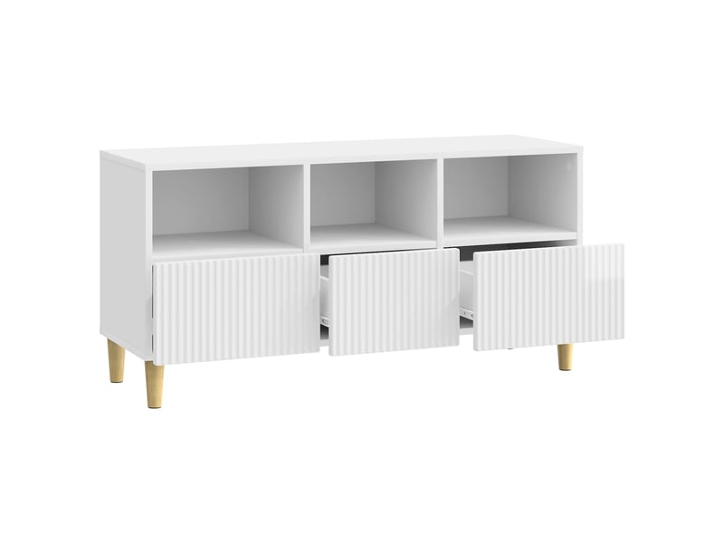  Meuble tv - banc tv - meuble de rangement 102 x 34,5 x 50 cm blanc brillant bois d'ingénierie  - Conforama E