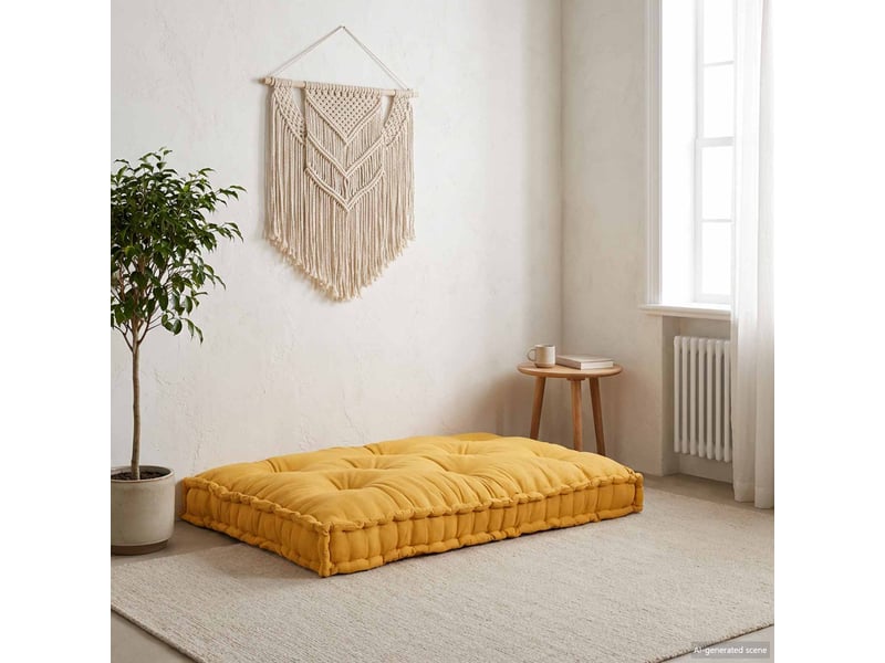  Coussin de canapé sur palette, coussin de chaise jaune 120 x 80 x 12 cm tissu cf54217  - Conforama B