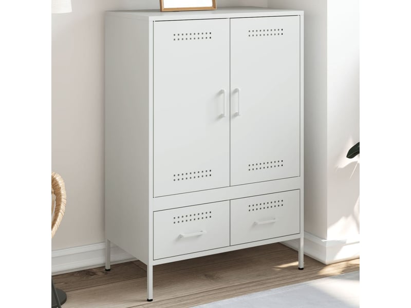  Buffet haut - bahut - meuble de rangement blanc 68x39x101,5 cm acier  - Conforama B