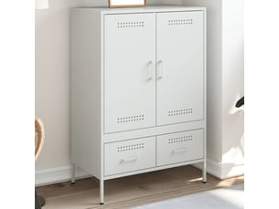 Buffet haut - bahut - meuble de rangement blanc 68x39x101,5 cm acier