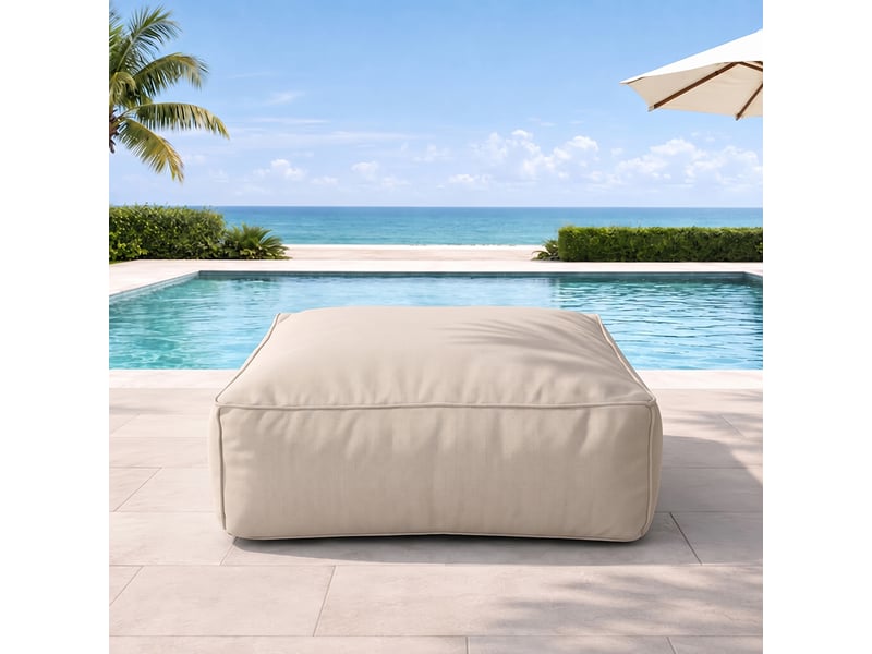  Pouf d’extérieur beige tissu déperlant – 85x85x30 cm praiano  - Conforama D