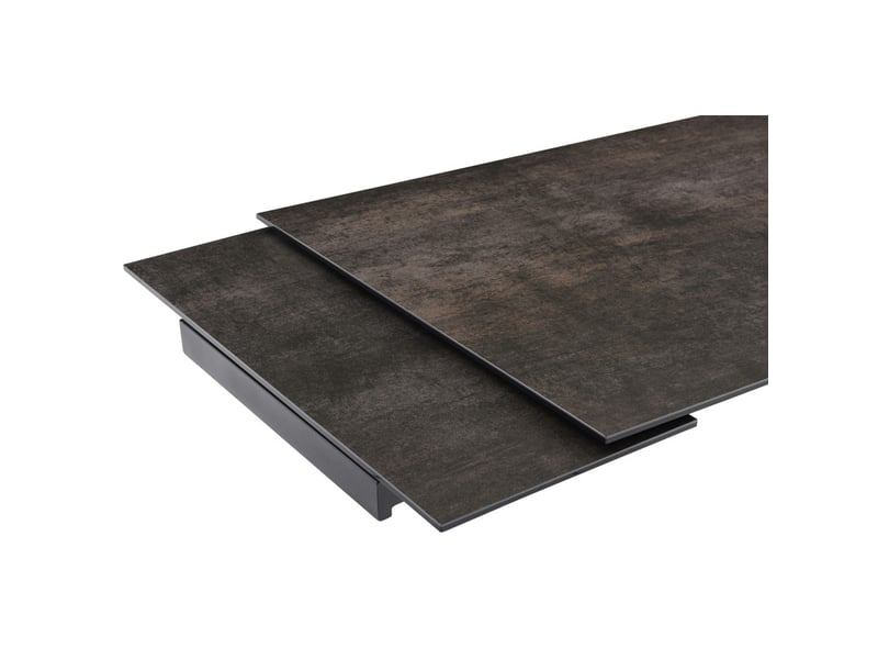  Table extensible 160-240 cm en céramique gris vieilli pied croisé plaqué en bois de chêne clair - maine 12  - Conforama D