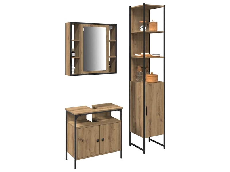  Ensemble de mobilier de salle de bain 3 pc chêne artisanal cf64286  - Conforama C