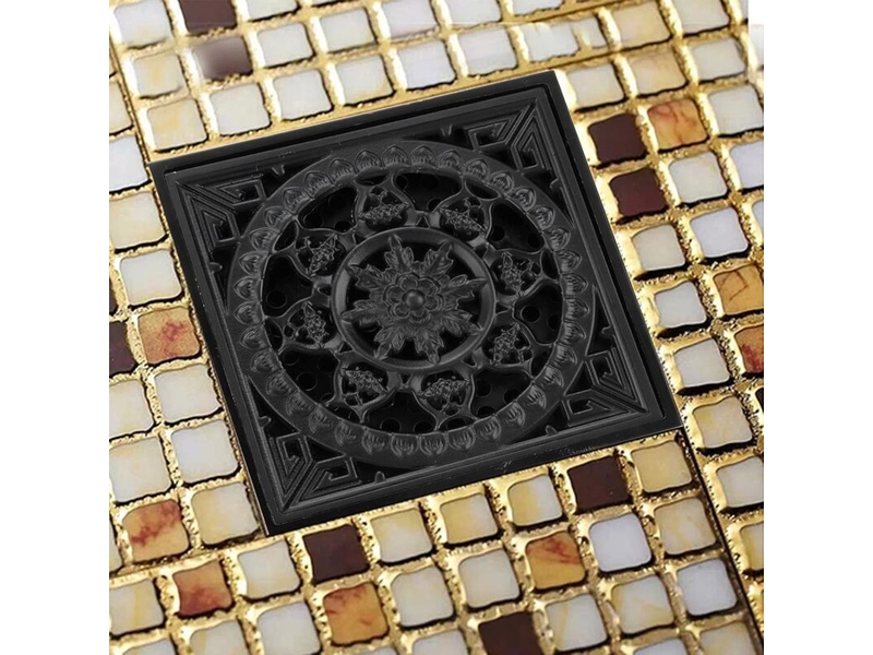  Siphon de sol noir 10 x 10 x 4 cm – grille carrée avec filtre amovible – grille de siphon de sol en cuivre pour cuisine, salle de bain, balcon  - Conforama B