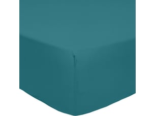Drap housse 180x200+30 cm percale de coton emeraude
