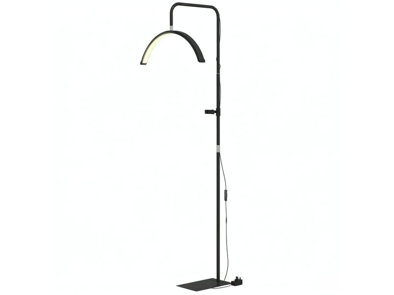  Lampadaire led 77,5x20,5x186 cm noir, acier et plastique, tête demi-lune rotative 350°, 36 w dimmable  - Conforama A