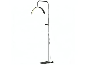 Lampadaire led 77,5x20,5x186 cm noir, acier et plastique, tête demi-lune rotative 350°, 36 w dimmable