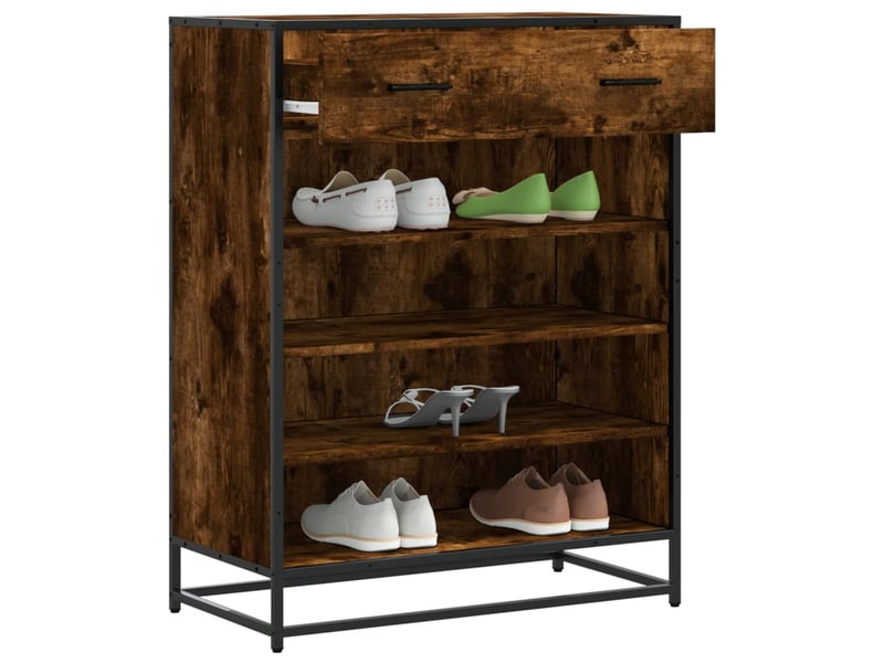  Meuble à chaussures, armoire à chaussures chêne fumé bois d'ingénierie et métal shl3229  - Conforama B