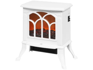 Cheminée électrique sur pied blanche, effet flamme led, 7501500 w