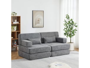 Canapé droit relax manuel 2 places Tissu gris