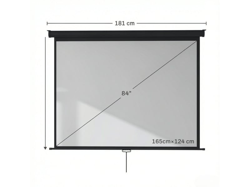  Écran de projection manuel 165 x 124 cm – noir – format 4:3, fixation murale et plafond, verrouillage réglable  - Conforama C
