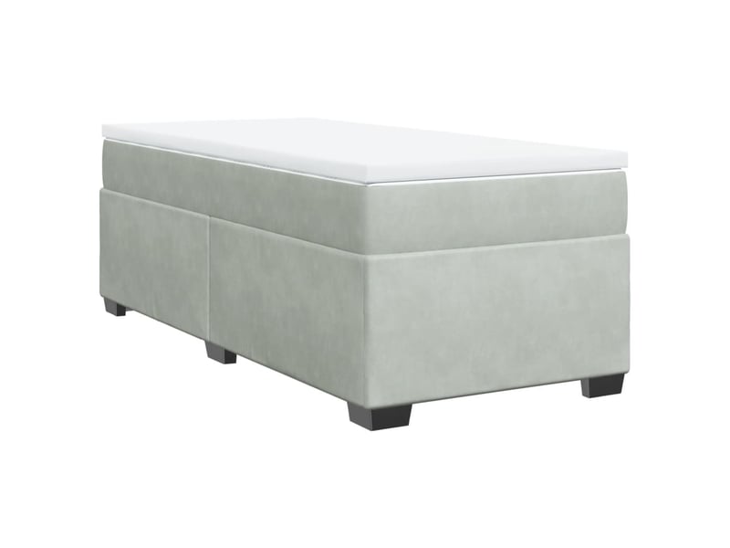  Lit simple, sommier à lattes de lit et matelas gris clair 100x200cm velours shl98042  - Conforama A
