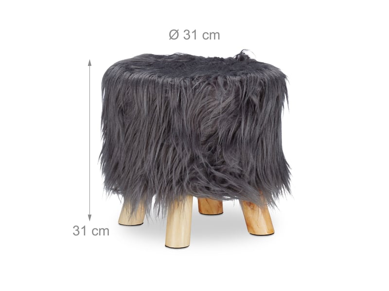  Tabouret rond déco assise confortable 31 x 31 cm ambiance cosy style moderne en polyester blanc 13_0006915  - Conforama B