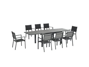 Salon de jardin 8 personnes – table extensible – chaises empilables