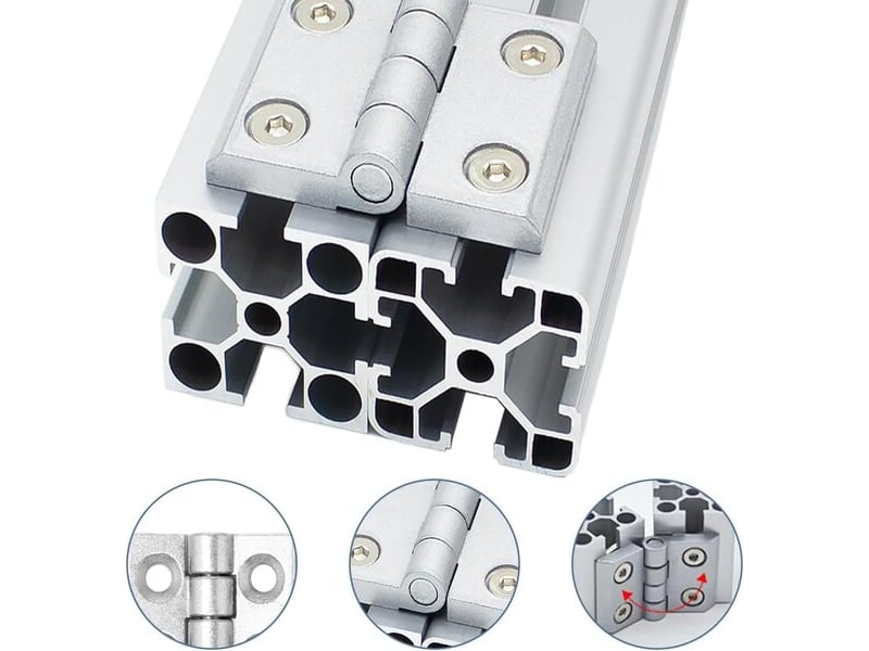  Lot de 4 petites charnières argentées m4 pour profil en aluminium 2020, charnières flexibles pliables pour portes légères diy  - Conforama B