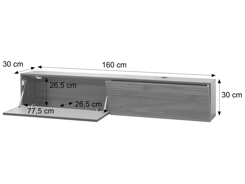  Meuble tv hwc-q84, meuble tv bas, fixation murale, compartiments rabattables, structure 3d, mdf mélaminé, 30 x 160 x 30 cm - aspect noyer  - Conforama C