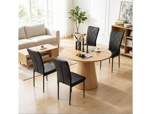 Lot de 4 chaises de salle à manger en similicuir noir