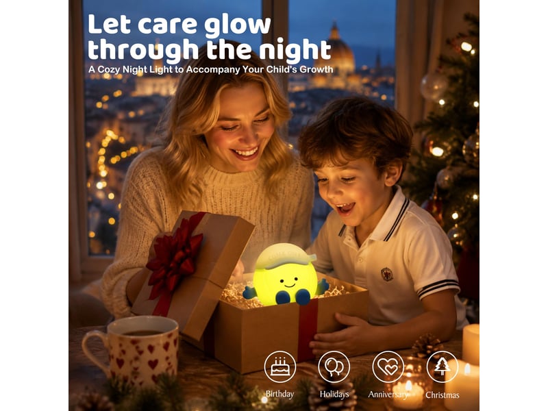  Veilleuse led ballon de tennis pour enfants, lampe rgb à 7 couleurs, rechargeable usb, tactile et à intensité réglable  - Conforama E