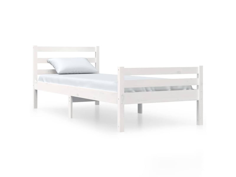  Lit simple- lit adulte -  cadre de lit sans matelas blanc bois massif 100x200 cm  - Conforama A