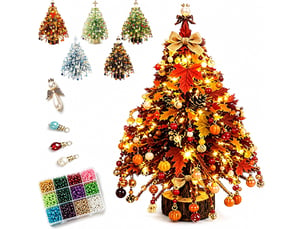 Kit diy sapin de noël en perles avec cadre métallique, décoration de table 3d avec perles cristal, loisirs créatifs, lueur d'automne