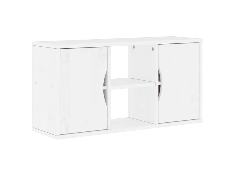  Lot de 5 meubles tv modulables avec grand espace de rangement 79 x 40 x 24 cm en bois de pin massif blanc 02_0055983  - Conforama E