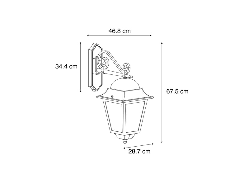 Lanterne murale d'extérieur classique noire ip44 - big  - Conforama C