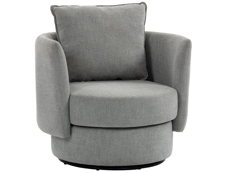Fauteuil pivotant, assise à double système de ressorts, structure en métal en polyester gris clair, 86 × 80 × 64 cm - Conforama A
