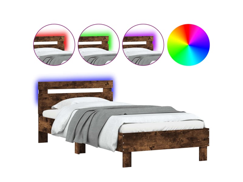  Lit simple- lit adulte -  cadre de lit sans matelas avec lumières led 100x200 cm  - Conforama A