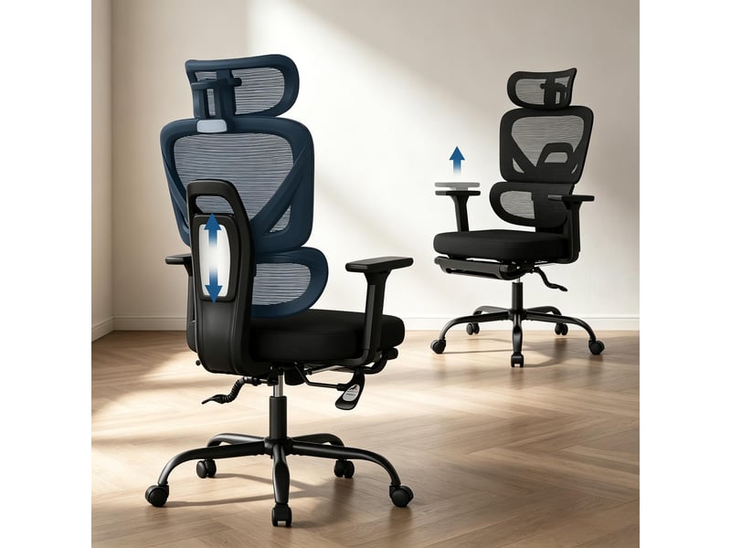  Chaise de bureau ergonomique pivotante, fauteuil confortable home office et gaming  - Conforama E