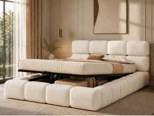 Lit coffre 180x200 cm <strong>LEYTN</strong>  <strong></strong> coloris beige