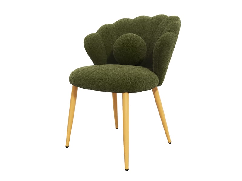  Lot de 6 chaises de salle à manger forme coquillage 60x62,5x83 cm tissu bouclé vert  - Conforama R