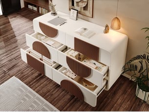 Commode 6 tiroir(s) BGSRYAO coloris blanc largeur 121 cm
