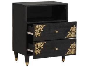 Table de chevet noir 50 x 33 x 62 cm bois de mangue massif