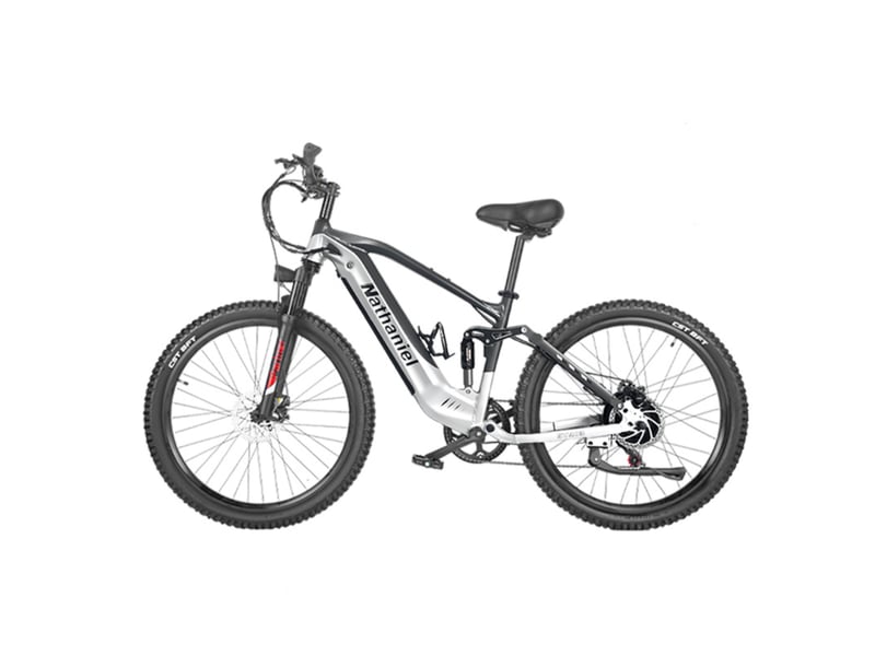 Vtt électrique tout suspendu nathaniel syr03, 27,5 longue autonomie, argenté - Conforama C