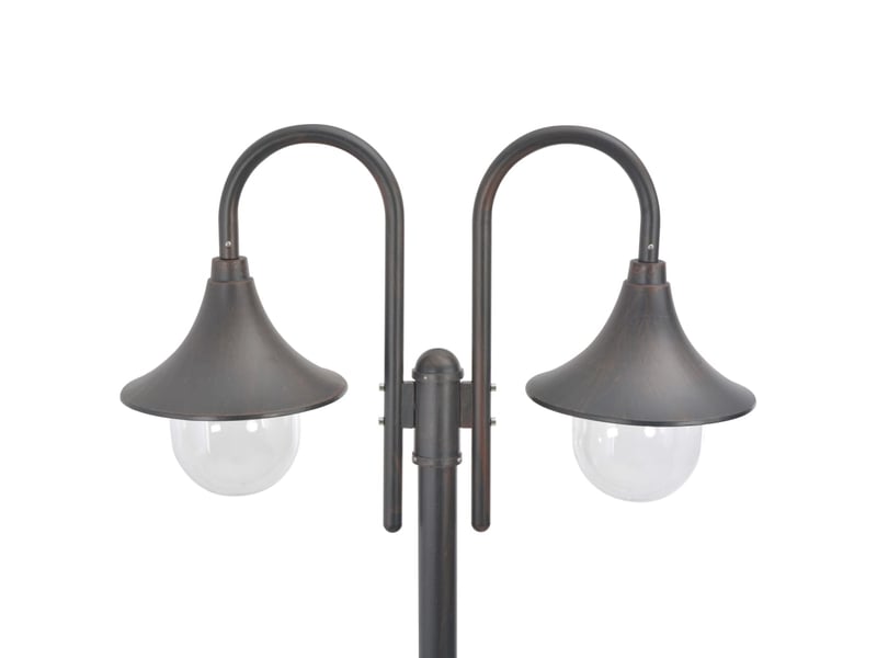  Lampadaire de jardin e27 220 cm aluminium 2 lanternes bronze marron 02_0042539  - Conforama C