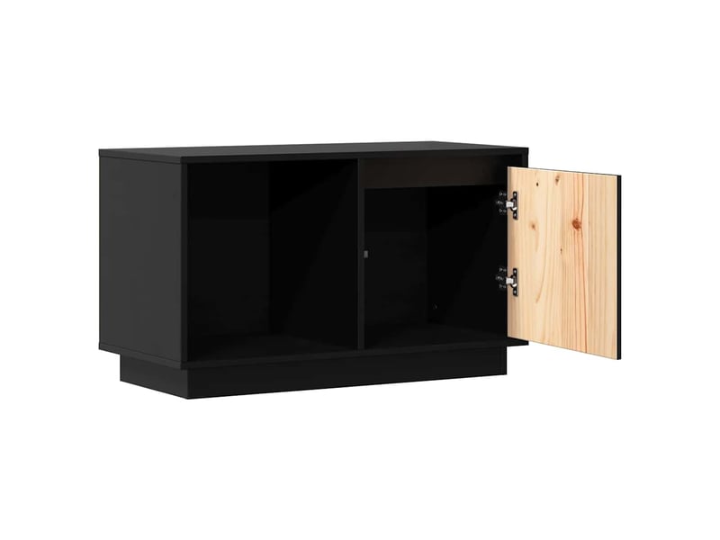  Meuble tv - banc tv - meuble de rangement noir 74x35x44 cm bois de pin massif  - Conforama E