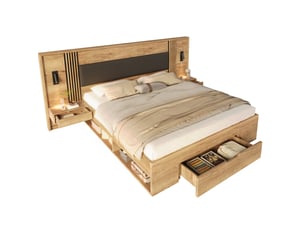 Lit avec rangement 160x200 cm BEAOK   coloris naturel