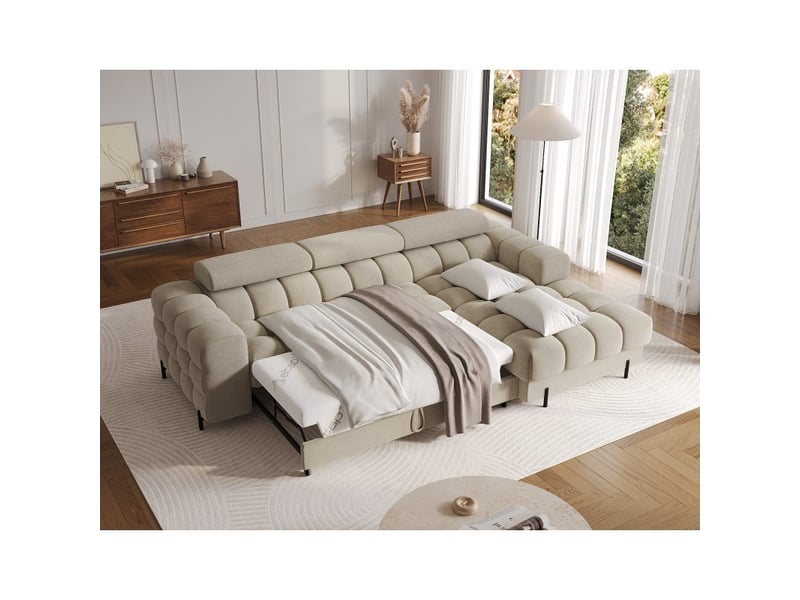  Canapé d'angle droit convertible beige design élégant 285x99x181cm filtro  - Conforama B