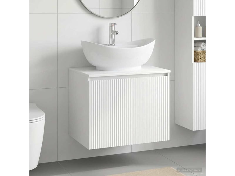  Ensemble de mobilier de salle de bain blanc brillant cf64593  - Conforama B