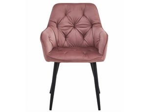 Chaise jork en velours rose antique avec pieds noirs
