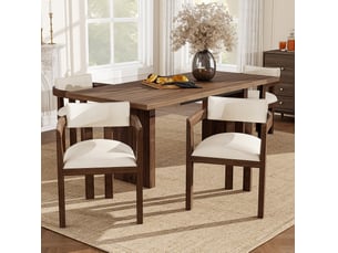 Chaise de salle à manger ulevr lot de 6 avec accoudoirs, structure en bois, revêtement en lin, coloris marron noyer