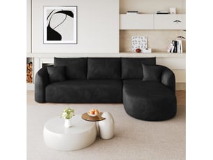 Canapé d'angle compressé droit fixe <strong>MAISENTIEL</strong> <strong></strong> 4 places Tissu noir