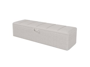 Banc coffre rembourré, 113 × 32 × 36 cm, blanc, velours, rangement intégré, assise relevable, mobile, barrière ouvrante