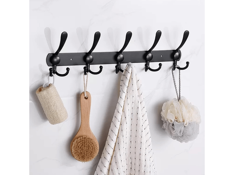  Porte-manteau mural en acier inoxydable, crochet pour serviettes et peignoirs (noir, 1 pièce XLH-ZLS-000316ZLS - Conforama B