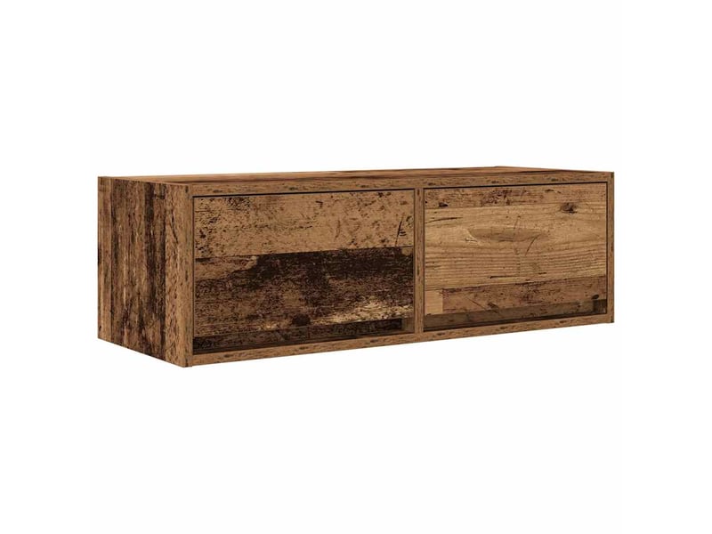  Lot de 2 meuble tv bas salon vieux bois 80x31x25,5 cm bois d'ingénierie shl32455  - Conforama E
