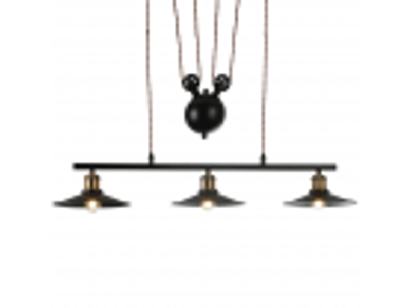  Suspension rustique ABRILA Triguero 3 lumières E27 noire et dorée, métal, hauteur réglable 90-175 cm, 88 x 22 cm, style farmhouse chic 132693009 - Conforama D