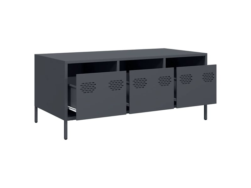  Table basse | table d'appoint salon anthracite 101,5x50x43,5 cm acier laminé à froid  - Conforama E